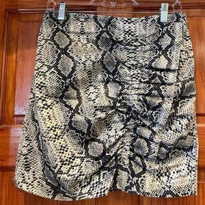 Zara short snakeskin print skirt with a rouche detail on the side